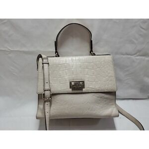KATE SPADE Doris Croc Embossed Ivory/White Pearl Leather Crossbody Handbag Vtg
